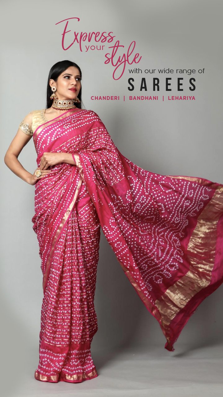 Bandhej, Lehariya & Tie n Dye sarees from Jaipur, Rajasthan | Party wear  sarees online, Party wear sarees, Saree designs